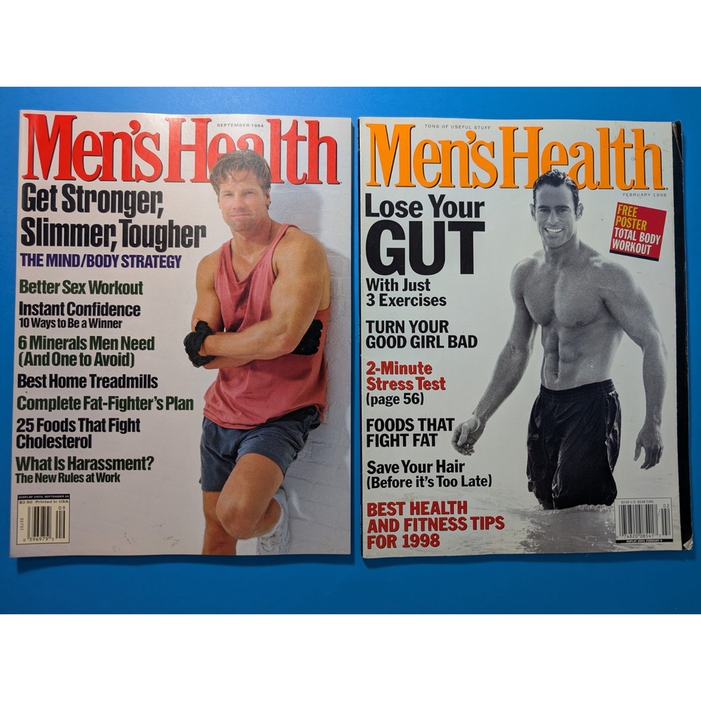 2 vintage Men's Health Magazines Sept '94 & Feb '98